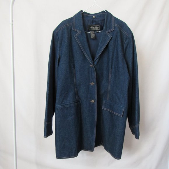 VINTAGE 70S Denim Jacket with Faux Fur Collar Dark Blue Wash Size Large - Picture 12 of 12